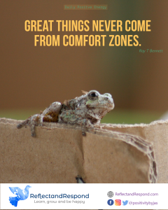 leadership quote great things comfort zone