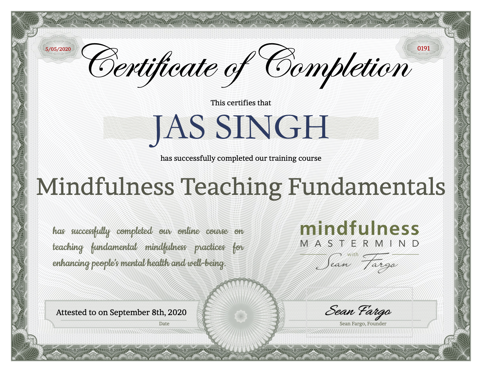 Jas Singh Certificate of Completion - ReflectandRespond