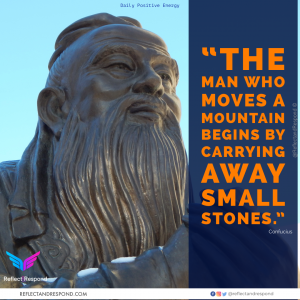 Confucius The man who moves a mountain begins by carrying small stones
